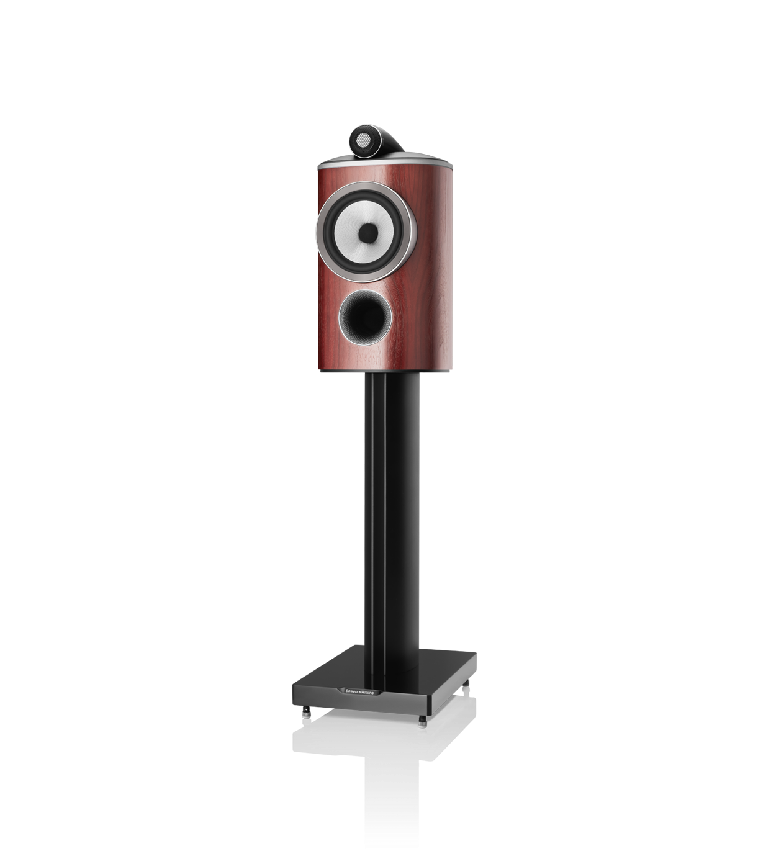 805-D4-Satin-Rosenut-Angled-on-FS-805-D4-Black-Grille-Off-with-reflection